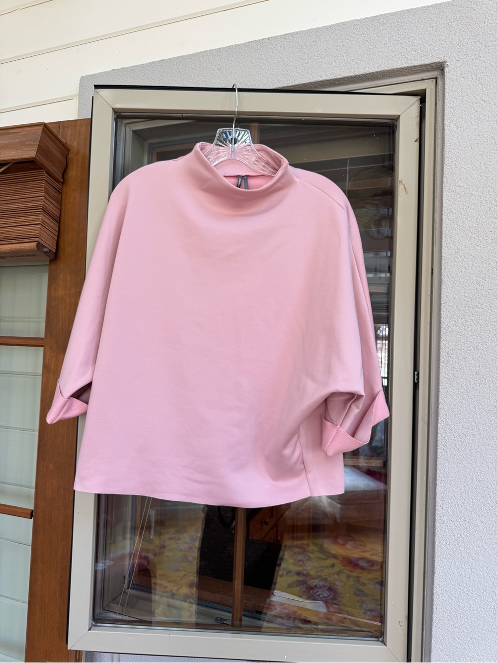 Anthropologie Pink Boxy Mock Neck Sweater